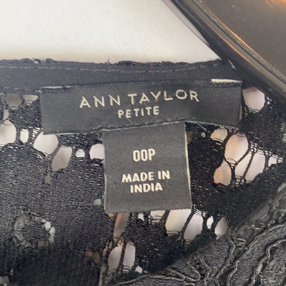 Ann Taylor Women's Black Lacy Long Sleeve Dress Size 00 Petite - Picture 6 of 12